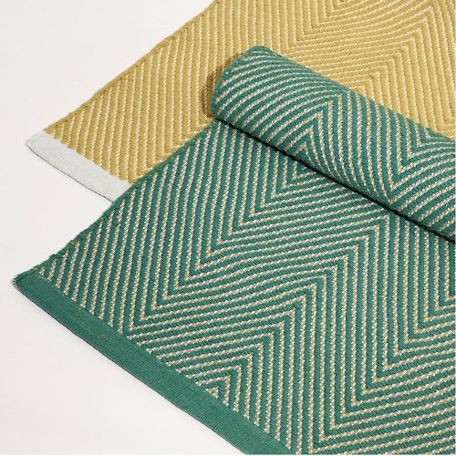 Hübsch Taiwan 【Hübsch】－701507 綠色V字織紋編織地毯 地墊