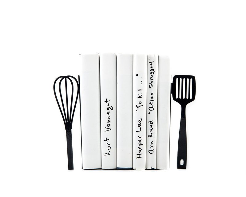Metal Kitchen Bookends // Spatula and whisk //  Shelf decor // FREE SHIPPING // - 擺飾/家飾品 - 其他材質 黑色