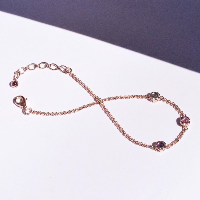 Amethyst Tourmaline Blue topaz the m bracelet #minimthem B072 - 手鍊/手環 - 純銀 