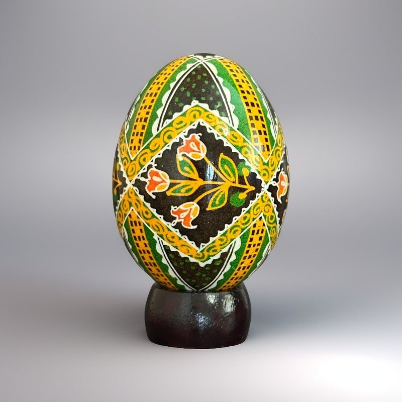 Ukrainian Easter Egg Real Chicken Pysanka Hand Painted Eggshell Hutsul Pysanky - 擺飾/家飾品 - 其他材質 多色