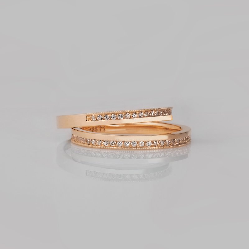 Ring ETERNITY Hand-piping Stack Ring Wedding Ring K Gold Frankness Jewelry - แหวนทั่วไป - โรสโกลด์ หลากหลายสี