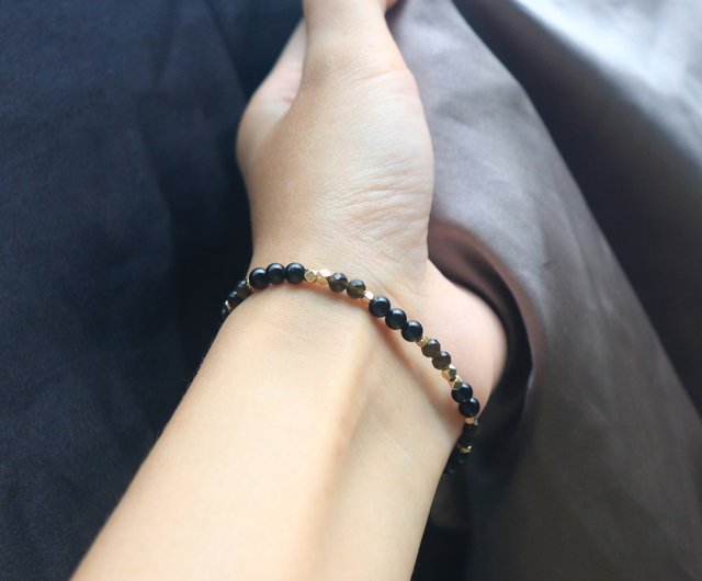 ブラックトルマリンブレスレット - ゴールデンオブシディアン