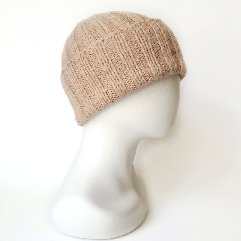 Knitted Cashmere Men's Winter Beanie: Handcrafted Seamless Knit, Fold-Up Cuff. - Hats & Caps - Wool 