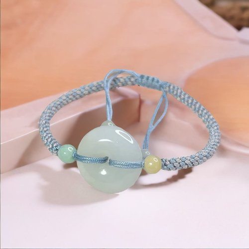 瓔珞珠寶盒 E.L.Jewelry Box 白翡翡翠平安扣編織手鍊 | 天然緬甸玉A貨翡翠 | 送禮