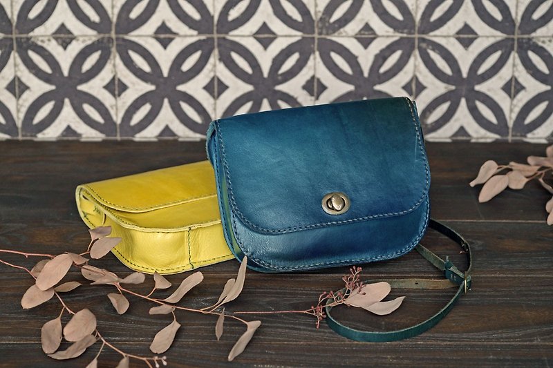 Leprechaun Herbal Bag-Mini Saddle Bag - Messenger Bags & Sling Bags - Genuine Leather Multicolor