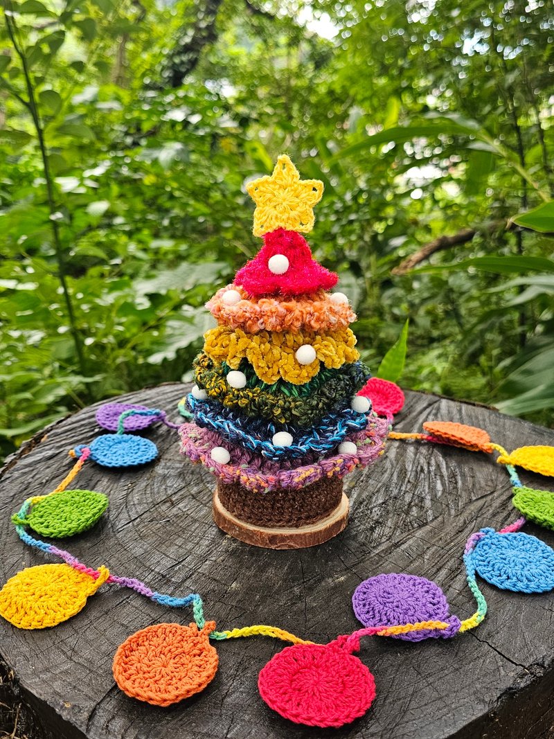 手工編織六層毛線聖誕樹 - 彩虹 - 裝飾/擺設  - 棉．麻 多色