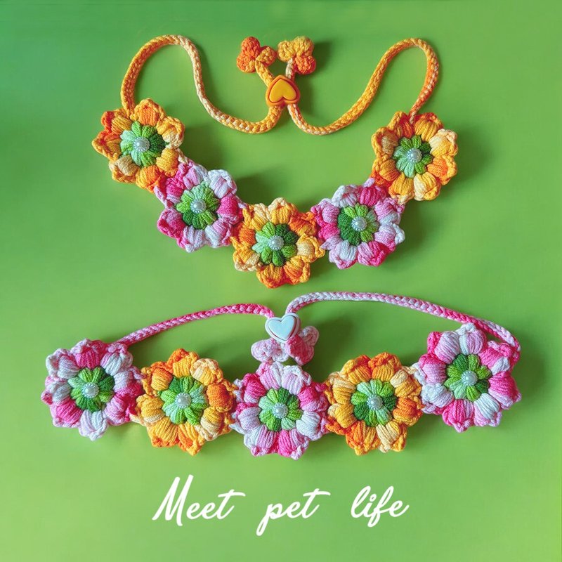 Colorful sunflower series | pet scarf dog saliva scarf pet bib knitted scarf - อื่นๆ - ผ้าฝ้าย/ผ้าลินิน 