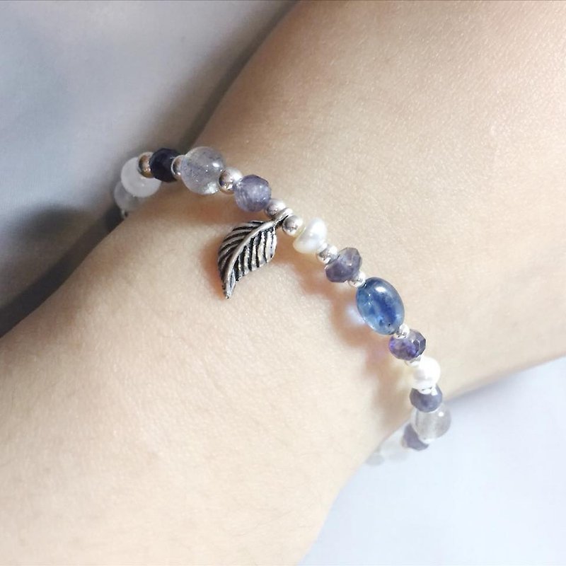 MH Silver Natural Stone Custom Series_London Travel_Kyanite - Bracelets - Gemstone Blue