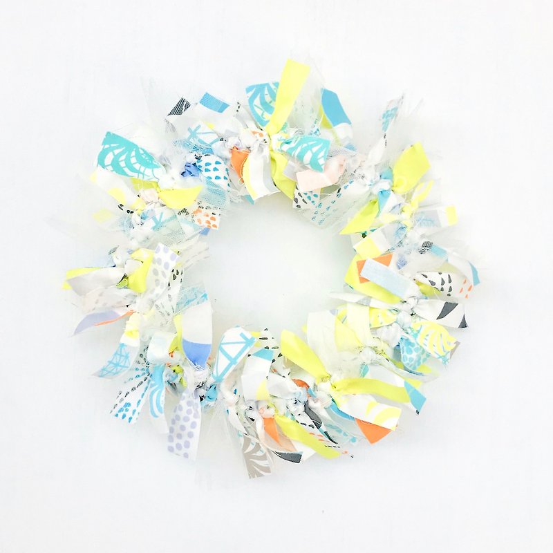 【Fabric wreath (Christmas only)】Yellow mix - Wall Décor - Cotton & Hemp Yellow