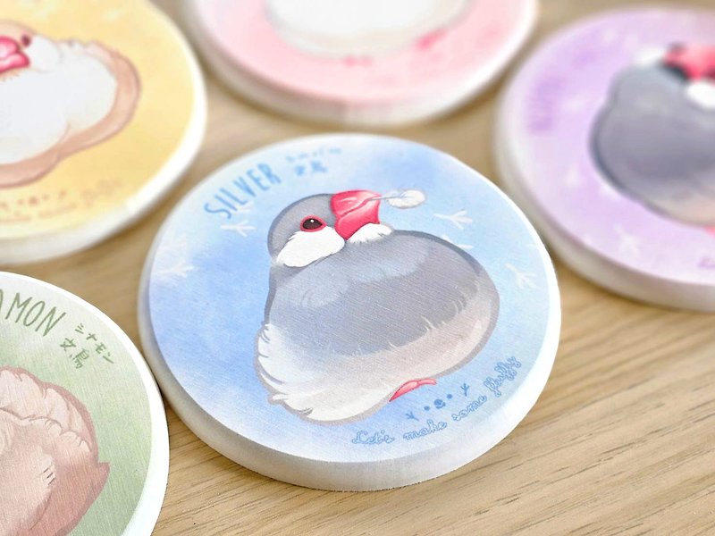 Bunnori Daifuku•Watercolor rendered diatomaceous earth absorbent coasters | 5 types in total - Coasters - Eco-Friendly Materials Multicolor