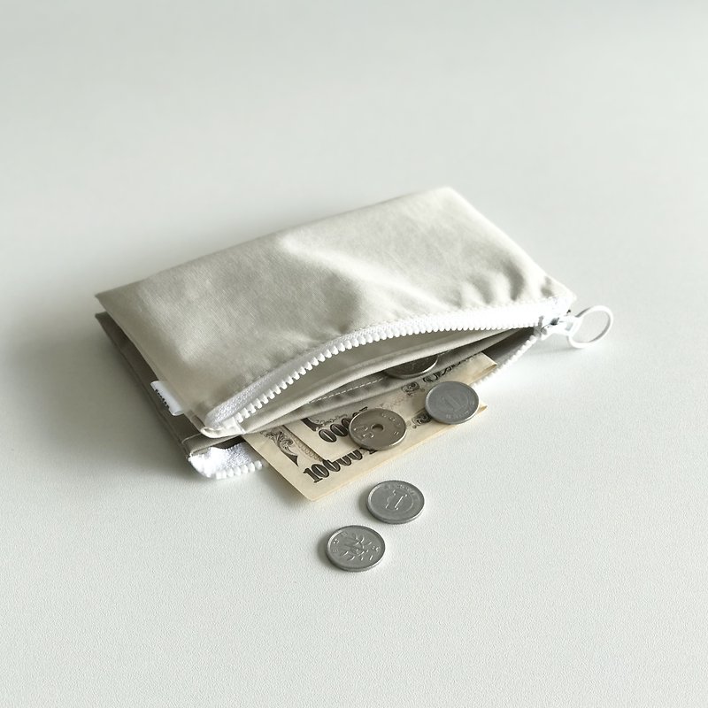 ivory × beige / bicolor mini wallet - กระเป๋าสตางค์ - ไนลอน ขาว