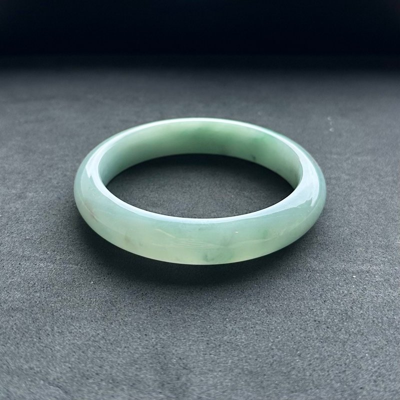 Natural A-grade jadeite waxy ice baby blue Tiffany blue square jadeite bracelet with ring opening 55.9 - สร้อยข้อมือ - หยก สีน้ำเงิน