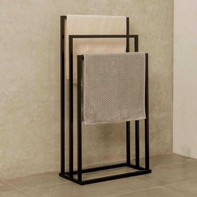 [ikloo] Unprinted texture three-bar towel rack/bath towel rack (black and white) - อุปกรณ์ห้องน้ำ - วัสดุอื่นๆ 