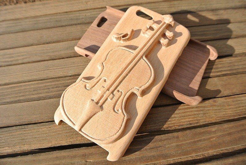 iphone6 /iphone6 PLUS 原木手機殼 - 3D立體大提琴造型款 (櫸木) - 手機殼/手機套 - 木頭 咖啡色