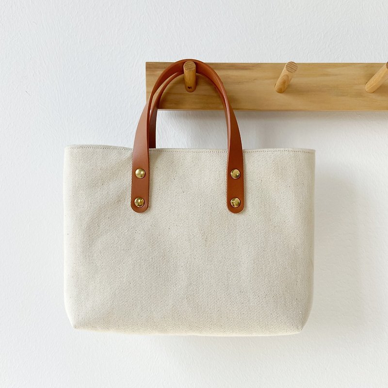 Art Canvas Tote Handbag Tote Gift Exchange mobile phone bag birthday gift - Handbags & Totes - Cotton & Hemp White