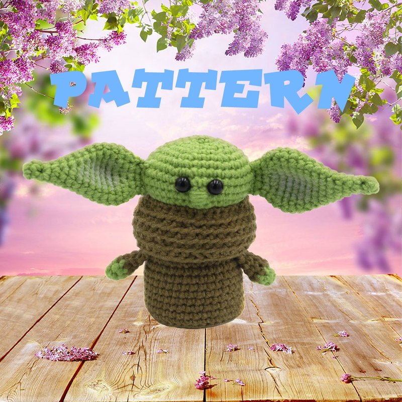 Crochet pattern baby Alien crochet amigurumi mini baby yoda pattern green goblin - 手工藝教學/工具書 - 其他材質 