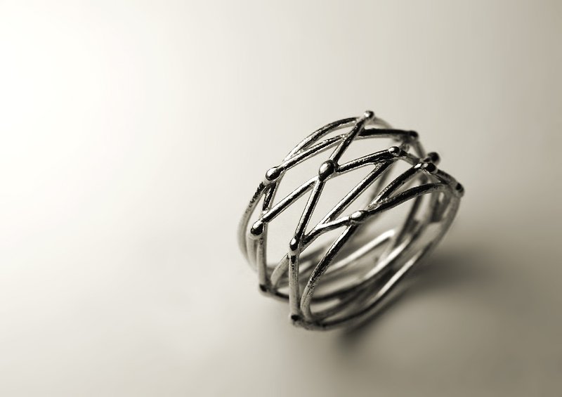 Wide Silver thread Silver grain ring - แหวนทั่วไป - โลหะ สีเงิน