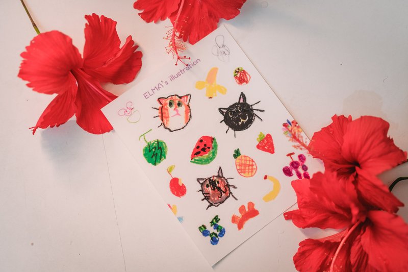 ELMAs art  6歲的她畫的 童趣透明貼紙 無白墨透明貼紙 - 貼紙 - 紙 