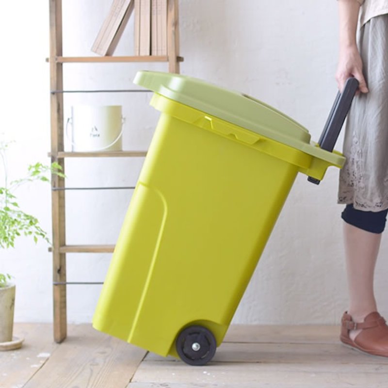 Japan eco container style functional outdoor trolley trash can 45L-total three colors - Trash Cans - Plastic Multicolor