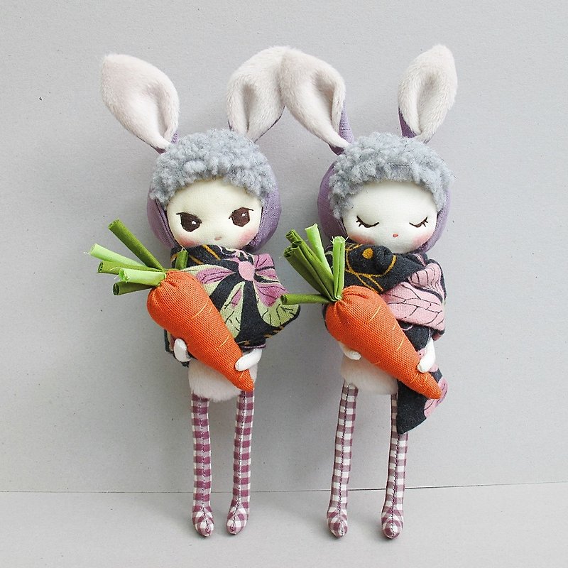 Purple Lucky Rabbit (below the eyes) - Stuffed Dolls & Figurines - Cotton & Hemp Purple
