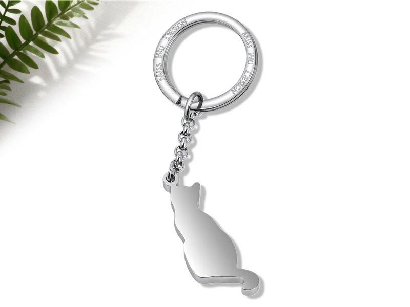 日常的小貓咪 - 看風景的貓 -不鏽鋼吊飾鑰匙圈系列 - 鑰匙圈/鑰匙包 - 不鏽鋼 銀色