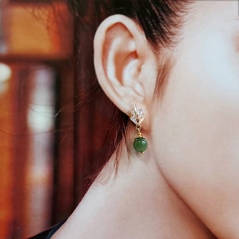 Hotan Jasper. 925 Silver/Wild Wizard Series Earrings - ต่างหู - โลหะ สีเขียว