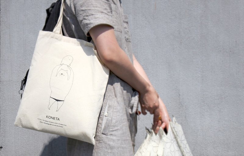 KONETA Tote bag　Champion - 側背包/斜背包 - 棉．麻 白色