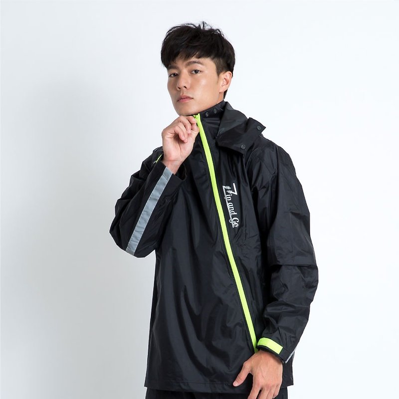 【OMBRA】Zip diagonally opened two-piece raincoat / quick to put on and take off, perfect to avoid water seepage points and waterproof - Umbrellas & Rain Gear - Waterproof Material Yellow
