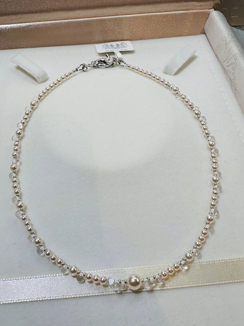 35.5+6cm imitation AKOYA glass pearl necklace JW164H-002 - สร้อยคอ - ไข่มุก หลากหลายสี