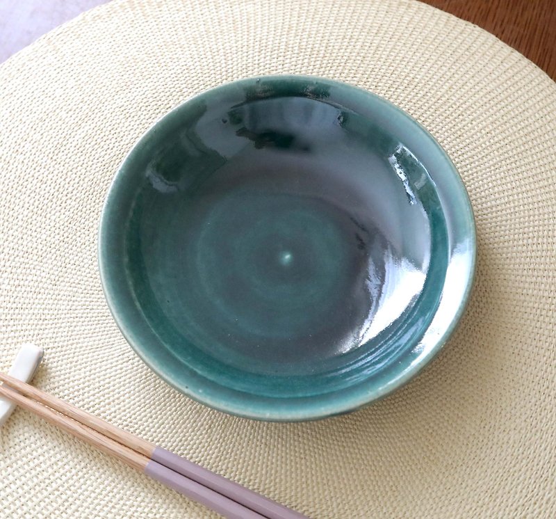 藍織部釉の深皿 - 皿・プレート - 陶器 グリーン