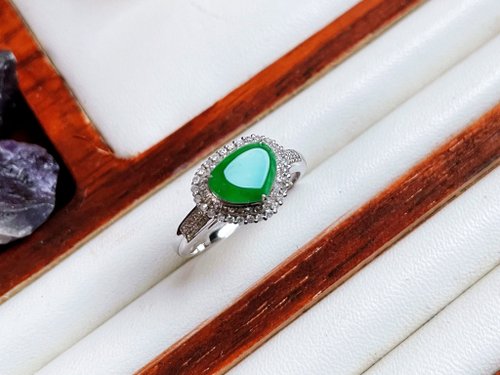 Pine St. Jewelry 松樹街輕奢珠寶 18K純金鑽石冰種陽綠翡翠A貨緬甸玉 戒指
