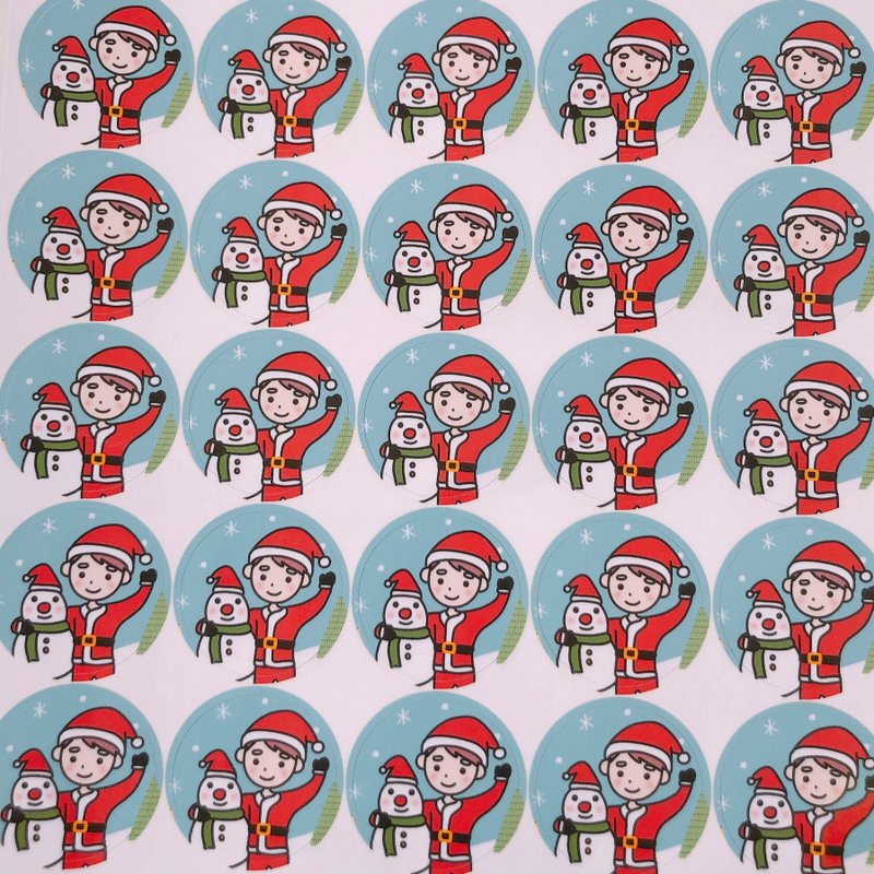 2020 Christmas round stickers - สติกเกอร์ - กระดาษ ขาว