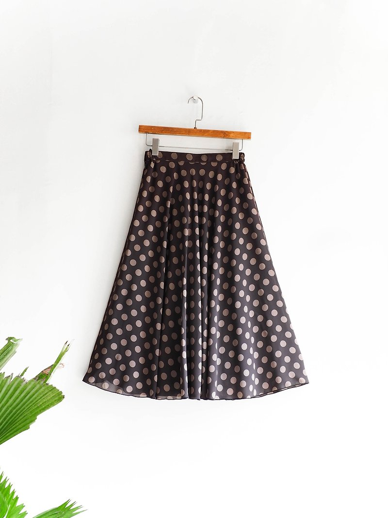 River Hill - Cappuccino little tea youth hand-woven silk antique round skirt Japanese college students vintage dress vintage - Skirts - Silk Brown