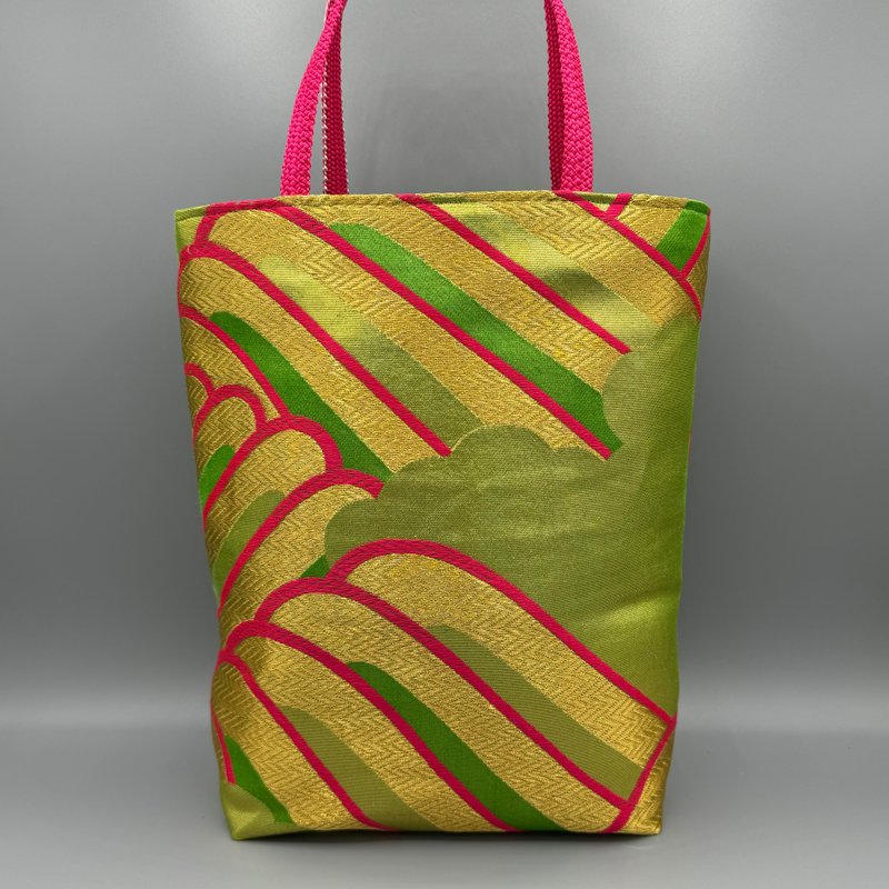 Kimono Obijime Remake Tote bag - Handbags & Totes - Silk Green