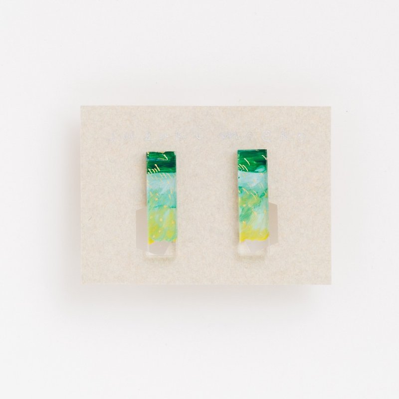 Picture earrings [squares] - ต่างหู - อะคริลิค สีเขียว