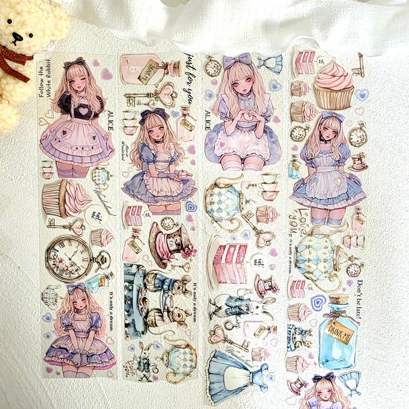 Alice in Wonderland Shell-Effect Washi Tape – 5m - 紙膠帶/和紙/PET - 其他材質 