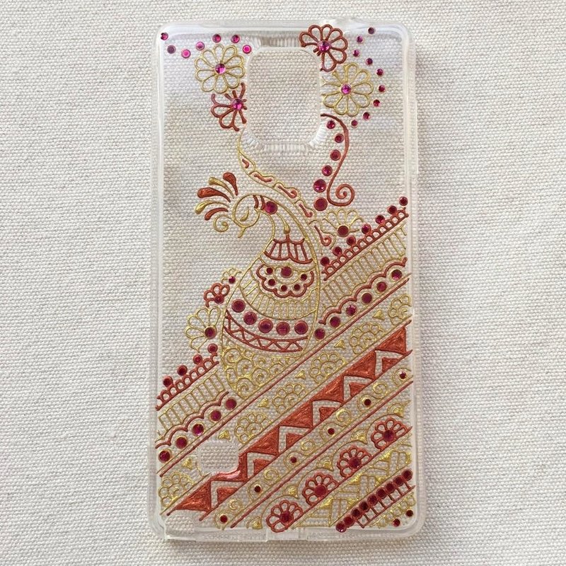 手繪透明手機殼 手機套 金色 銅色 玫紅 iPhone 7 6s Samsung Galaxy Sony LG Case Henna Mandala 漢娜 蔓蒂 曼陀羅 禪繞 民族 印度彩繪 - 手機殼/手機套 - 其他材質 金色