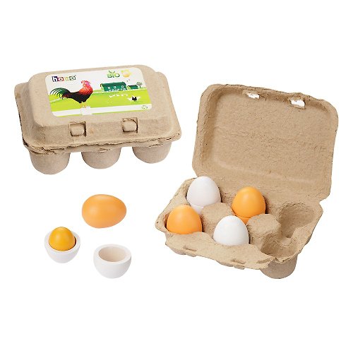 howa 德國木製玩具 蛋蛋的力量。6入木製雞蛋盒