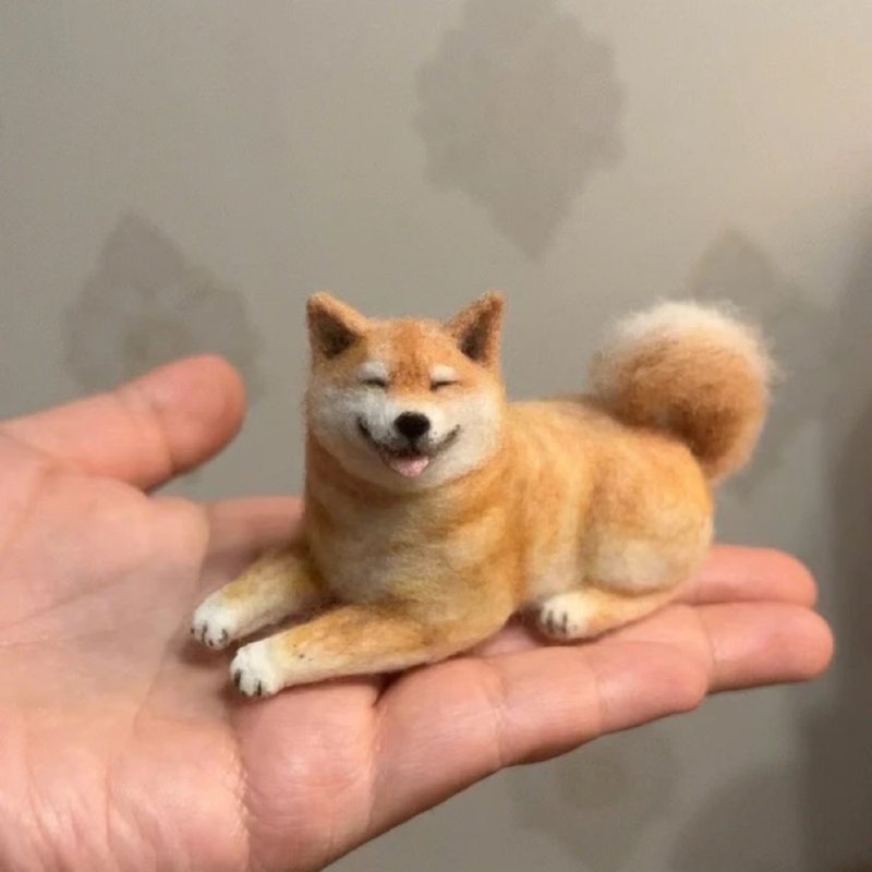 客製化逼真犬 羊毛氈 柴犬 寵物 娃娃 定製 手工 狗狗猫咪 245 - 貓/狗玩具 - 羊毛 多色