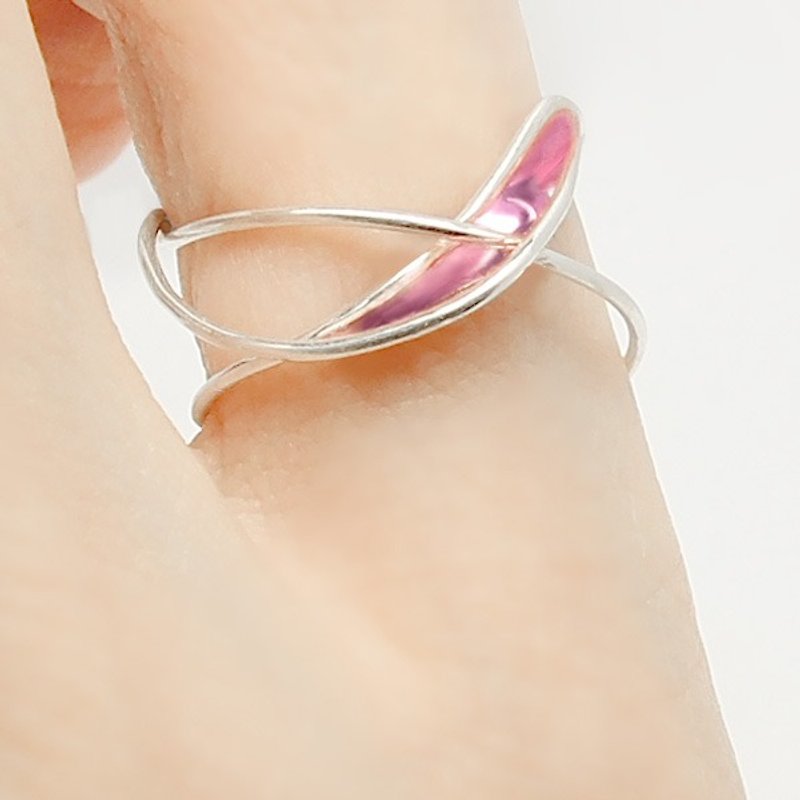 Wine red ~ color X star ring sterling silver ring, there are 5 colors - แหวนทั่วไป - โลหะ สีม่วง