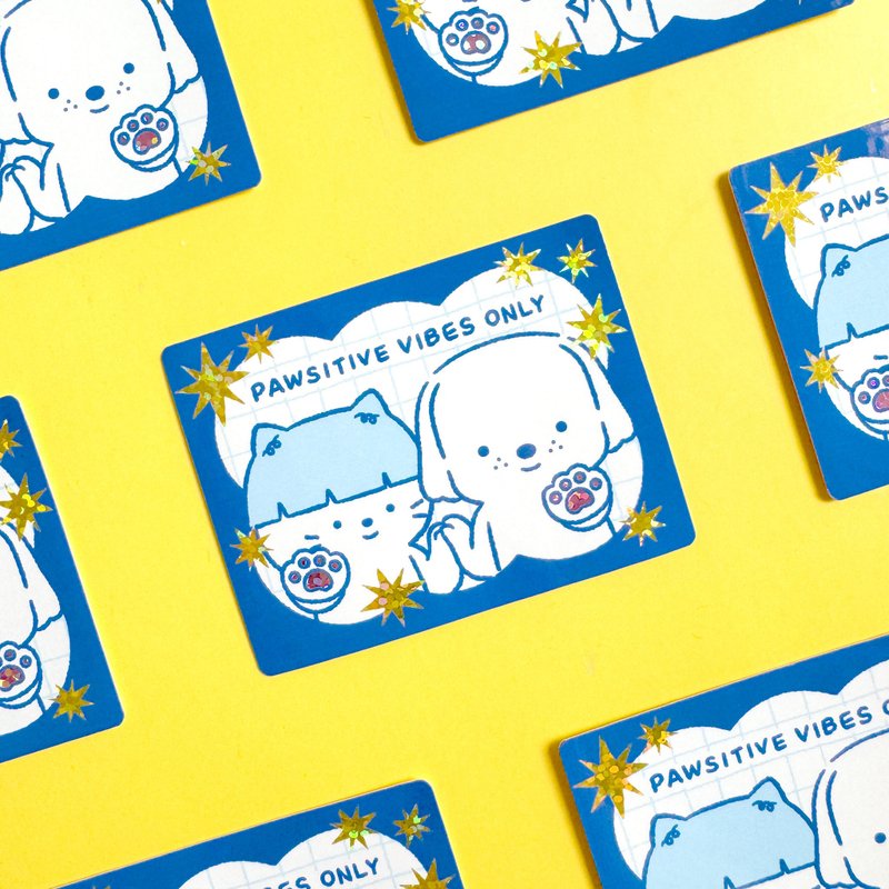Glitter Sticker - Pawsitive Vibes Only - 貼紙 - 防水材質 
