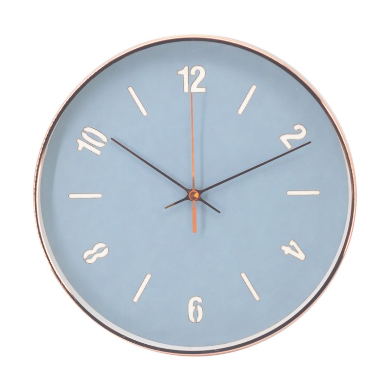 Modern- Tiffany Blue Leather (Medium) Rose Gold Jump Color Silent Clock Wall Clock - นาฬิกา - โลหะ ขาว