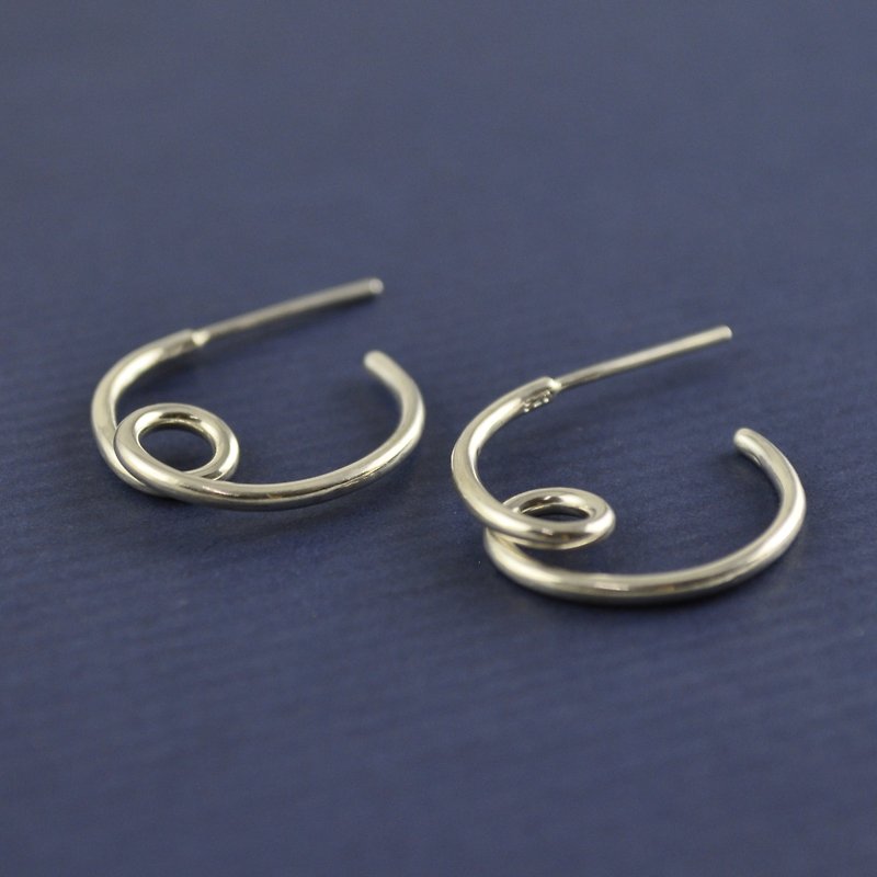 線圈耳環(一對) 純銀 - 耳環/耳夾 - 純銀 銀色