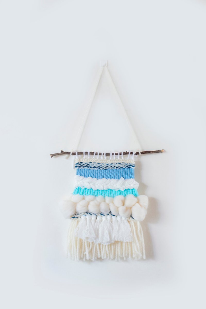 手工編織掛毯blossom籃 - 牆貼/牆身裝飾 - 羊毛 藍色