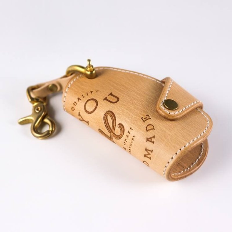 Leather Key Holder 皮革鑰匙套-原色 - 鑰匙圈/鎖匙扣 - 真皮 透明