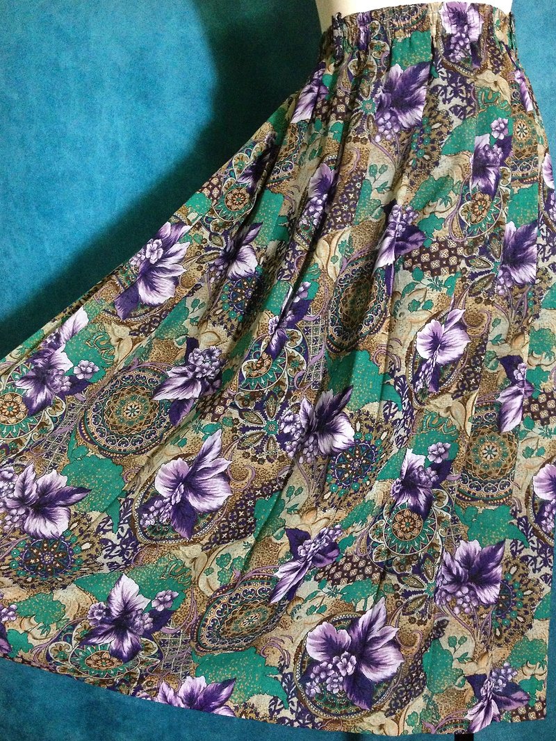 Time ancient [antique skirt / elegant totem flower antique dress] abroad back to VINTAGE - Skirts - Polyester Multicolor