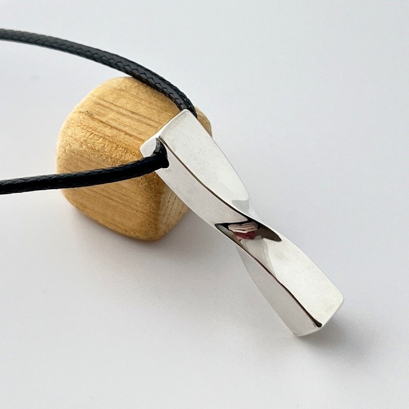 925 Sterling Silver Rotated Bar Pendant - Designed in Italy - 項鍊 - 純銀 銀色
