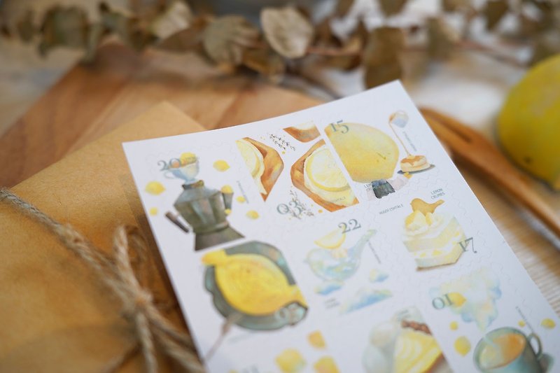 Lemon Crumbs Lemon Dessert Shop, Sunshine Home Delivery-Stamp Sticker Set