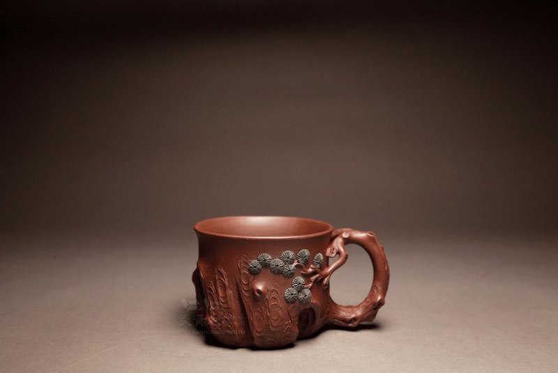 [Song Zhuang Cup 15] Yanhuang Land Art Longshan Hall Fully Handmade Extremely Old Black Star Soil 150cc - Teapots & Teacups - Pottery Purple