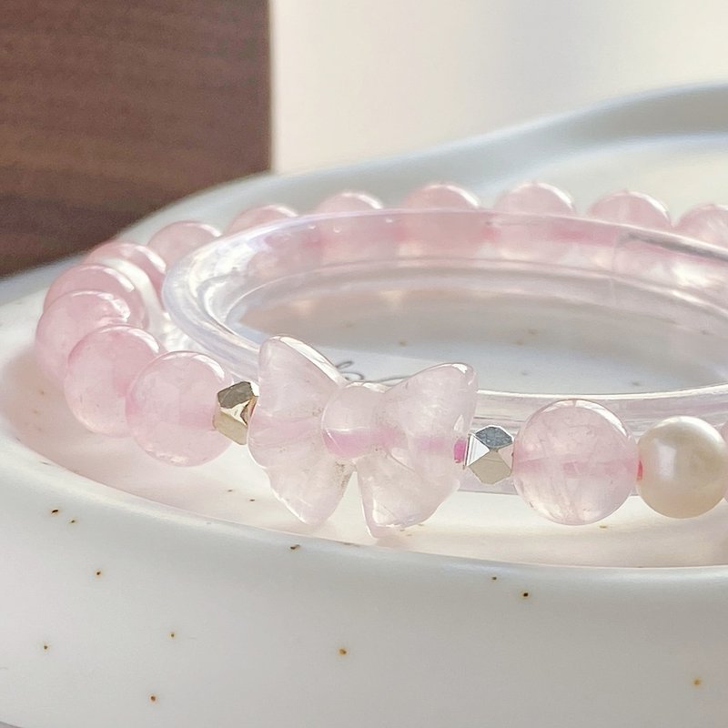 AmeliaJewelry丨Chun Yuan丨Freshwater Pearl Pink Crystal Original Design Bracelet - Bracelets - Crystal Pink